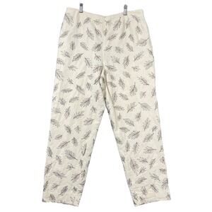 Dana Buchman Women Silk/Linen Embroidered Pants 12 MSRP $228 Cream/Tan Old Money